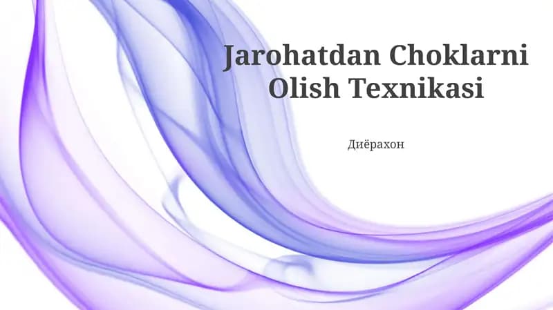 Jarohatdan Choklarni Olish Texnikasi