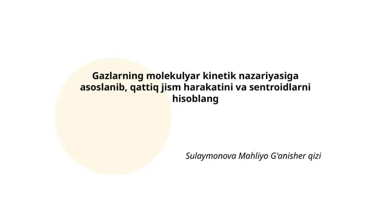 Gazlarning molekulyar kinetik nazariyasi