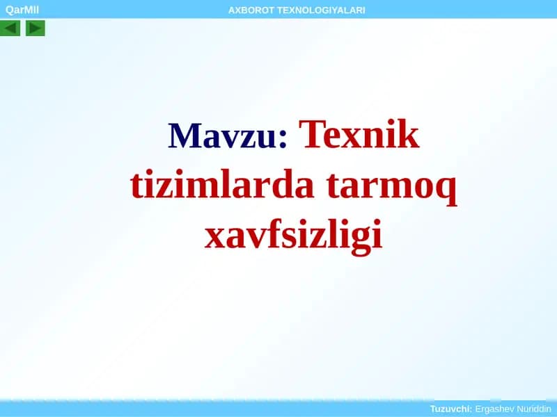 QarMIIAXBOROT TEXNOLOGIYALARI