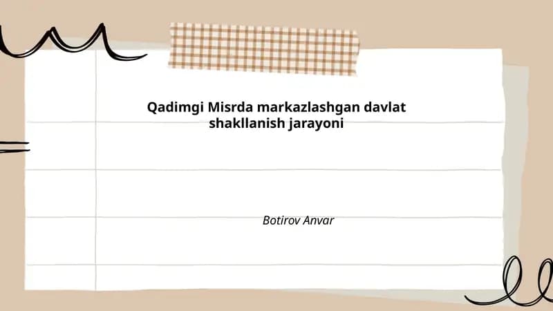 Qadimgi Misrda Markazlashgan Davlat Shakllanish Jarayoni