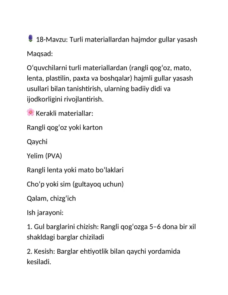 Turli materiallardan hajmdor gullar yasash