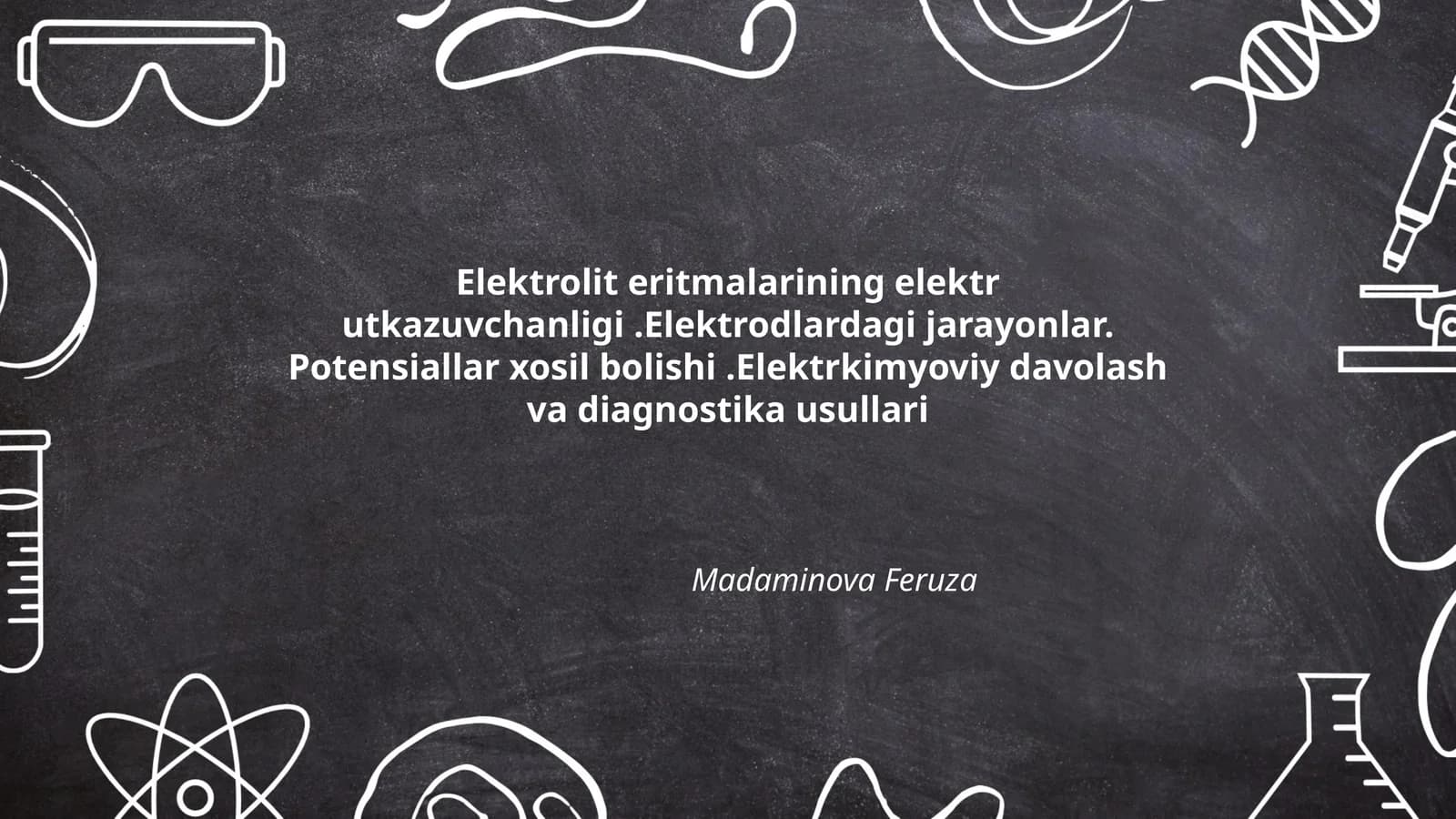 Elektrolit eritmalarining elektr utkazuvchanligi.Elektrodlardagi jarayonlar. Potensiallar xosil bolishi.Elektrkimyoviy davolash va diagnostika usullari
