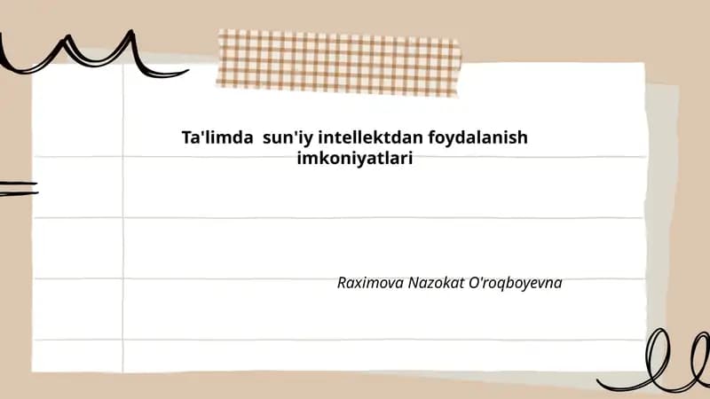 Ta'limda sun'iy intellektdan foydalanish imkoniyatlari