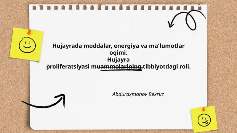 Hujayra energiyasi va metabolik jarayonlar