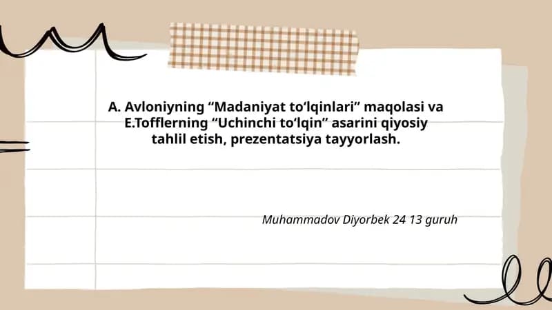 Madaniyat to‘lqinlari va Uchinchi to‘lqin asarlari tahlili