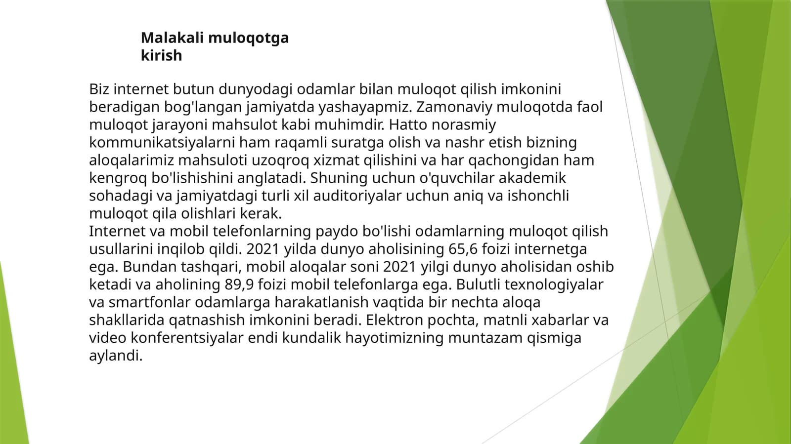 Malakali muloqotga kirish