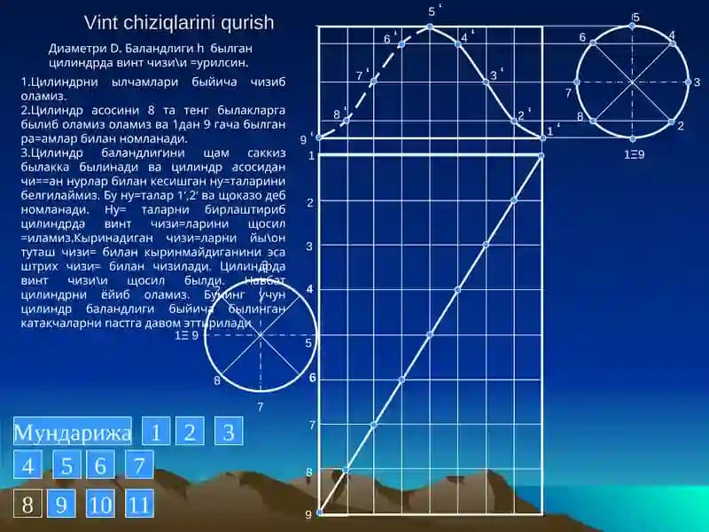 Vint chiziqlarini qurish