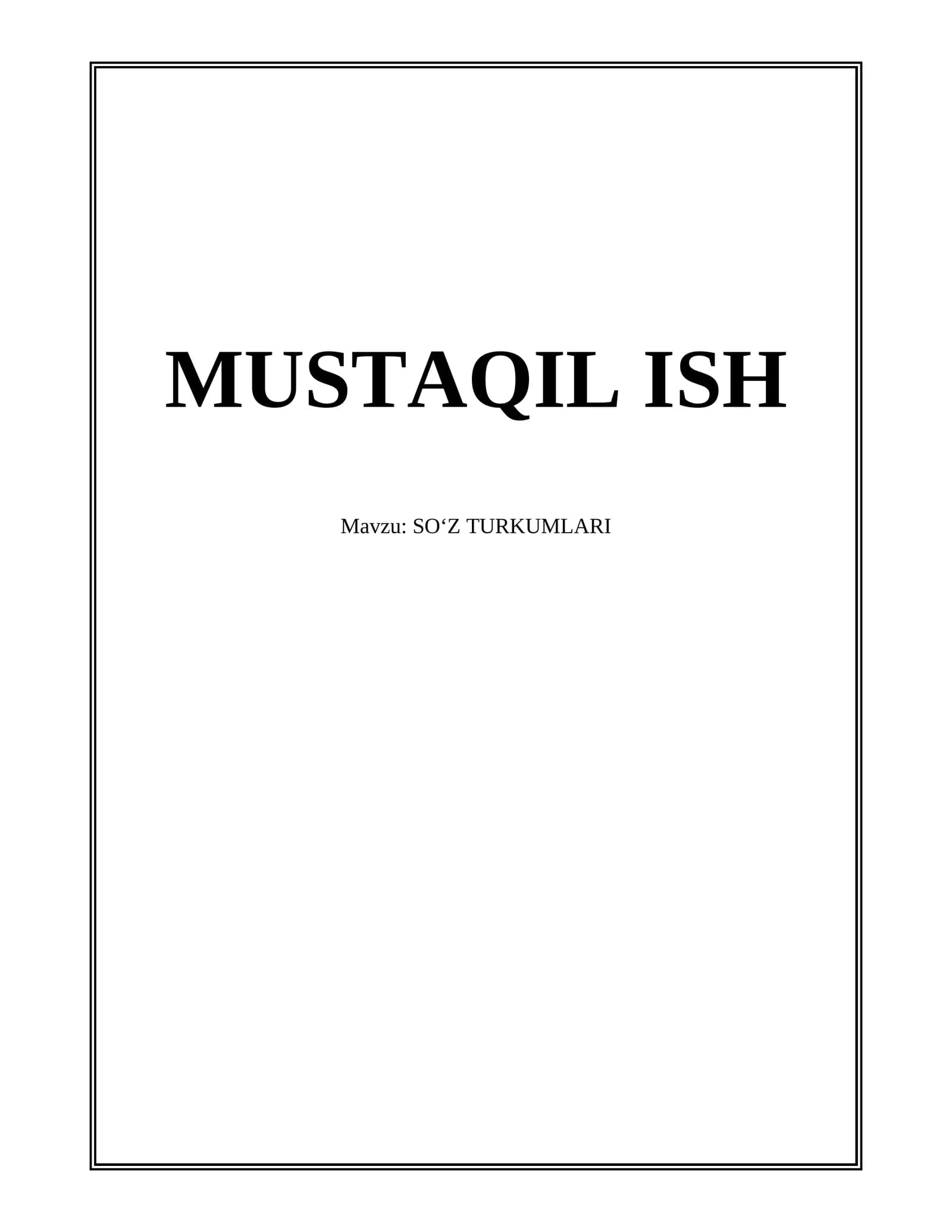 SOʻZ TURKUMLARI