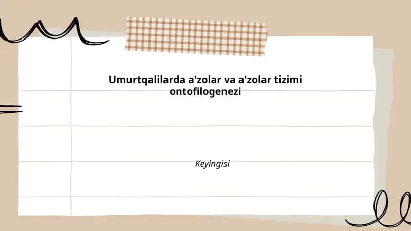 Umurtqalilarda a'zolar va a'zolar tizimi ontofilogenezi