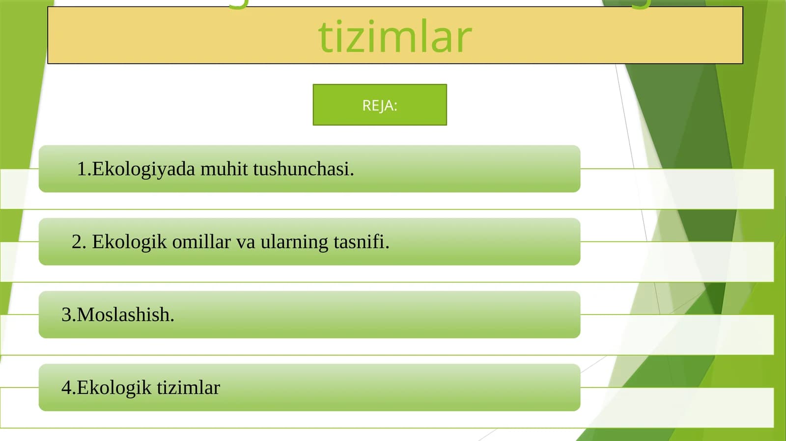 Ekologik omillar va ekologik tizimlar