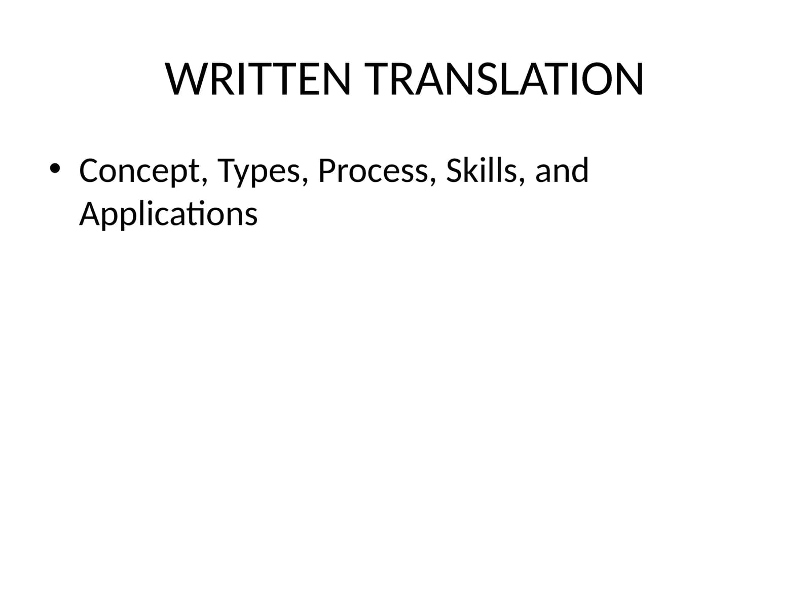 Written Translation Concepts
