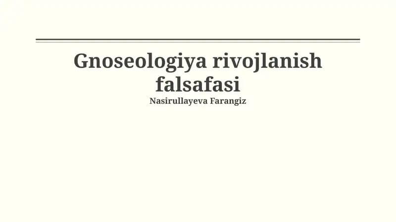 Gnoseologiya rivojlanish falsafasi