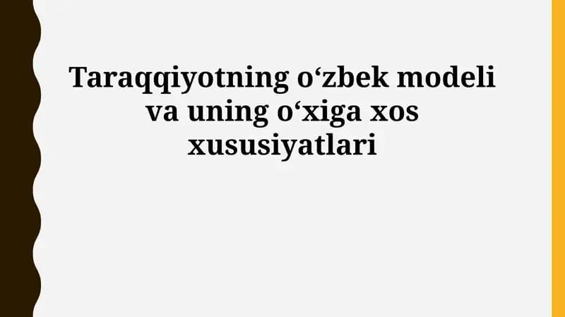 O'zbekiston taraqqiyot modeli