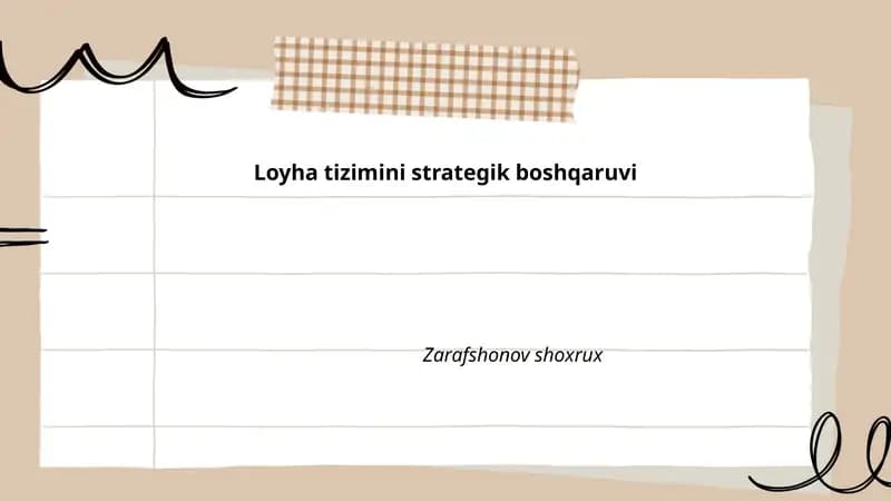 Loyha Tizimini Strategik Boshqaruvi