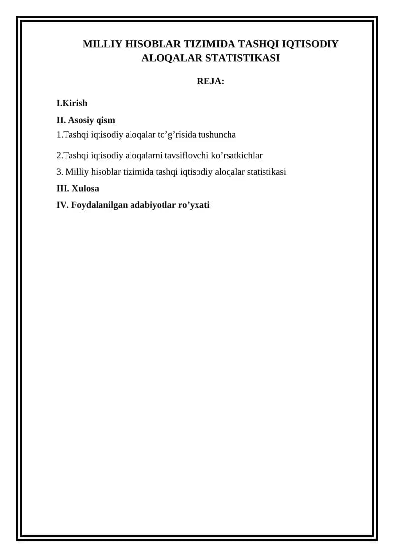 Tashqi iqtisodiy aloqalar statistikasi