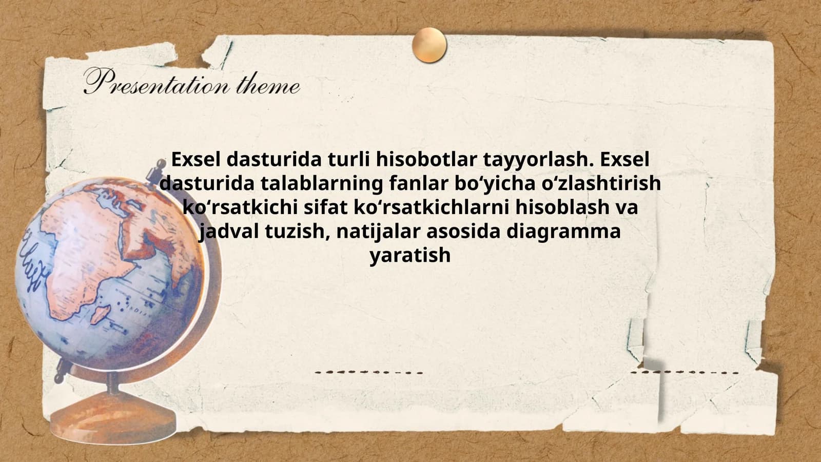 Exsel dasturida turli hisobotlar tayyorlash