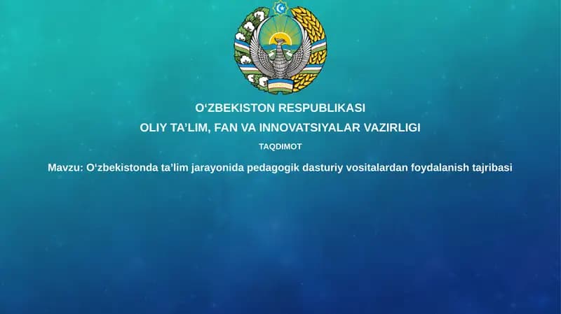 Pedagogik dasturiy ta'minotning O'zbekistonda rivojlanish tarixi va istiqbollari