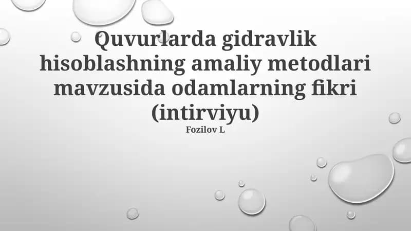 Gidravlik hisoblash amaliy metodlari