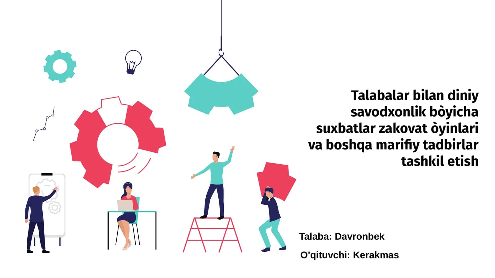 Talabalar bilan diniy savodxonlik bòyicha suxbatlar zakovat òyinlari va boshqa marifiy tadbirlar tashkil etish