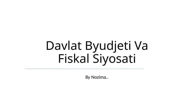 Davlat Byudjeti Va Fiskal Siyosati