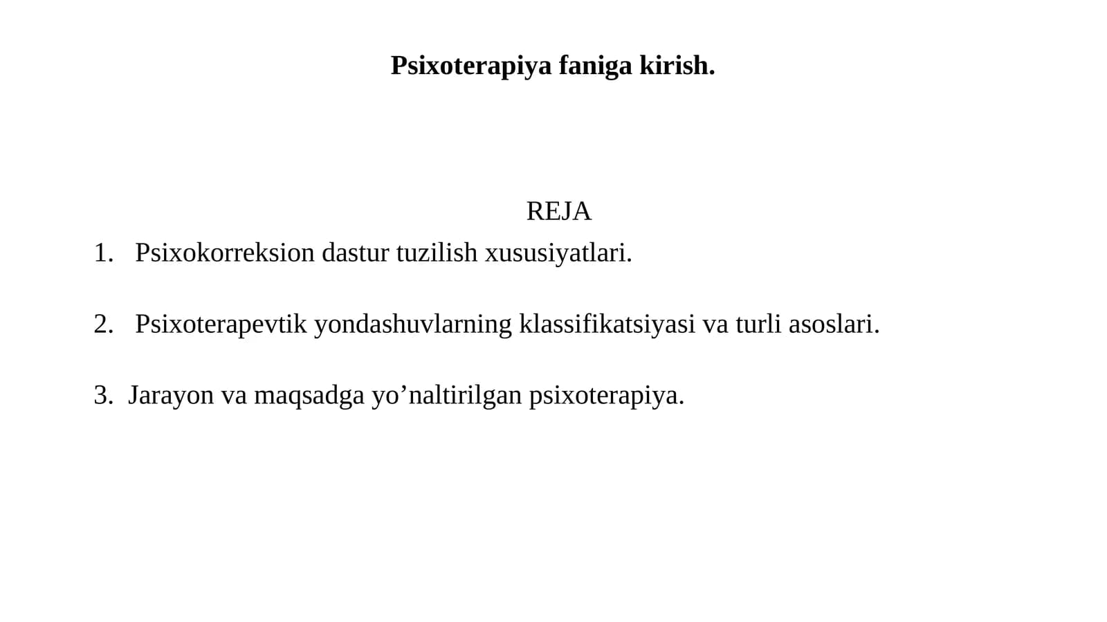 Psixoterapiya faniga kirish