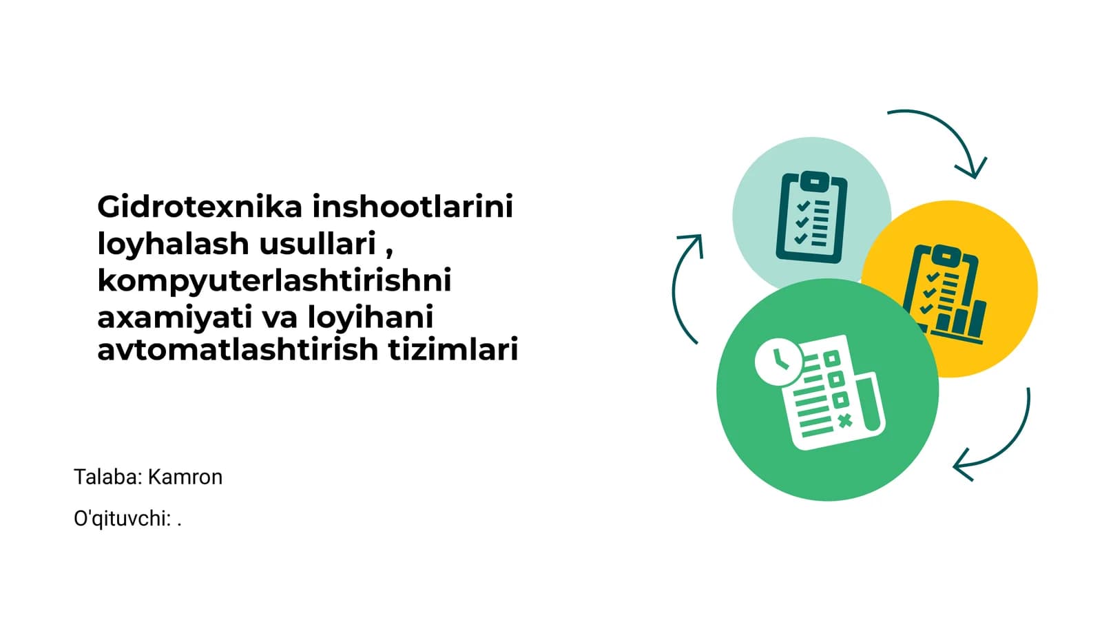 Gidrotexnika inshootlarini loyhalash usullari