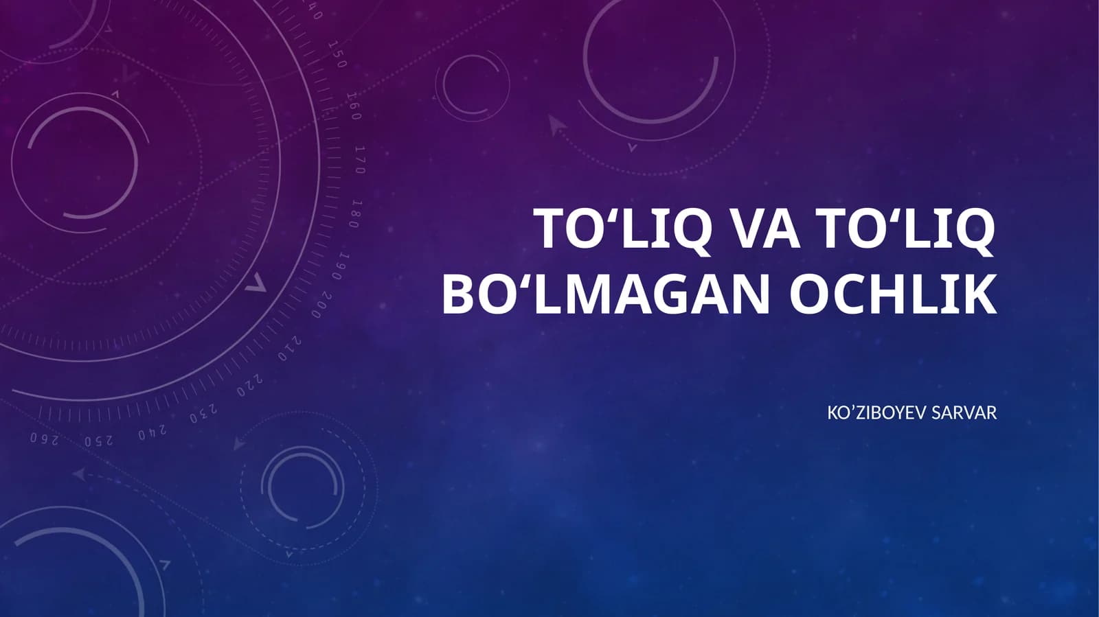 To‘liq va to‘liq bo‘lmagan ochlik
