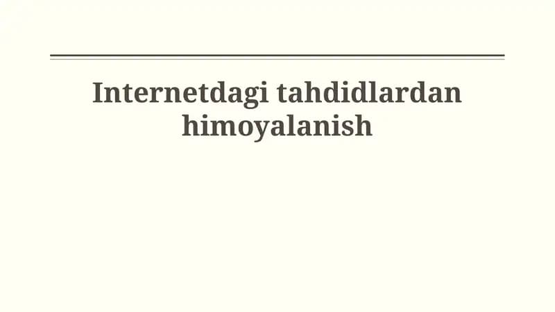 Onlayn tahdidlardan himoyalanish