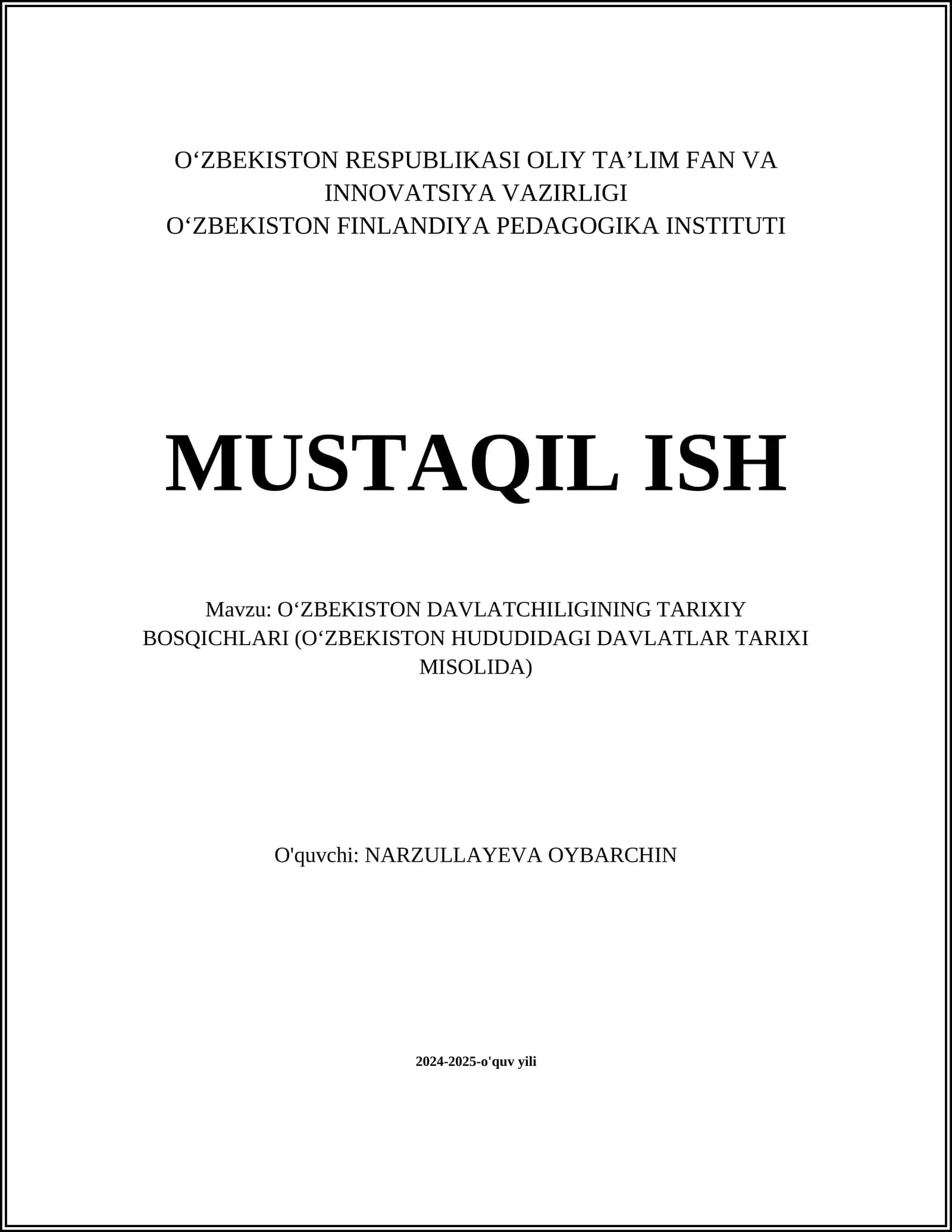 Oʻzbekiston Davlatchiligining Tarixiy Bosqichlari