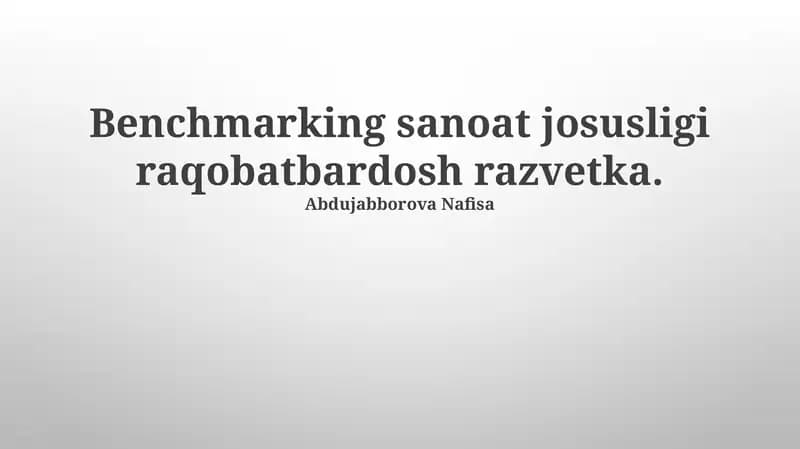 Sanoat josusligi va raqobatbardosh razvedkasi