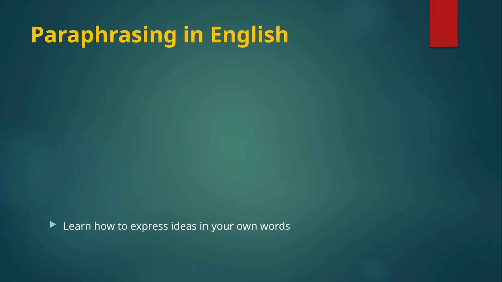 Paraphrasing in English