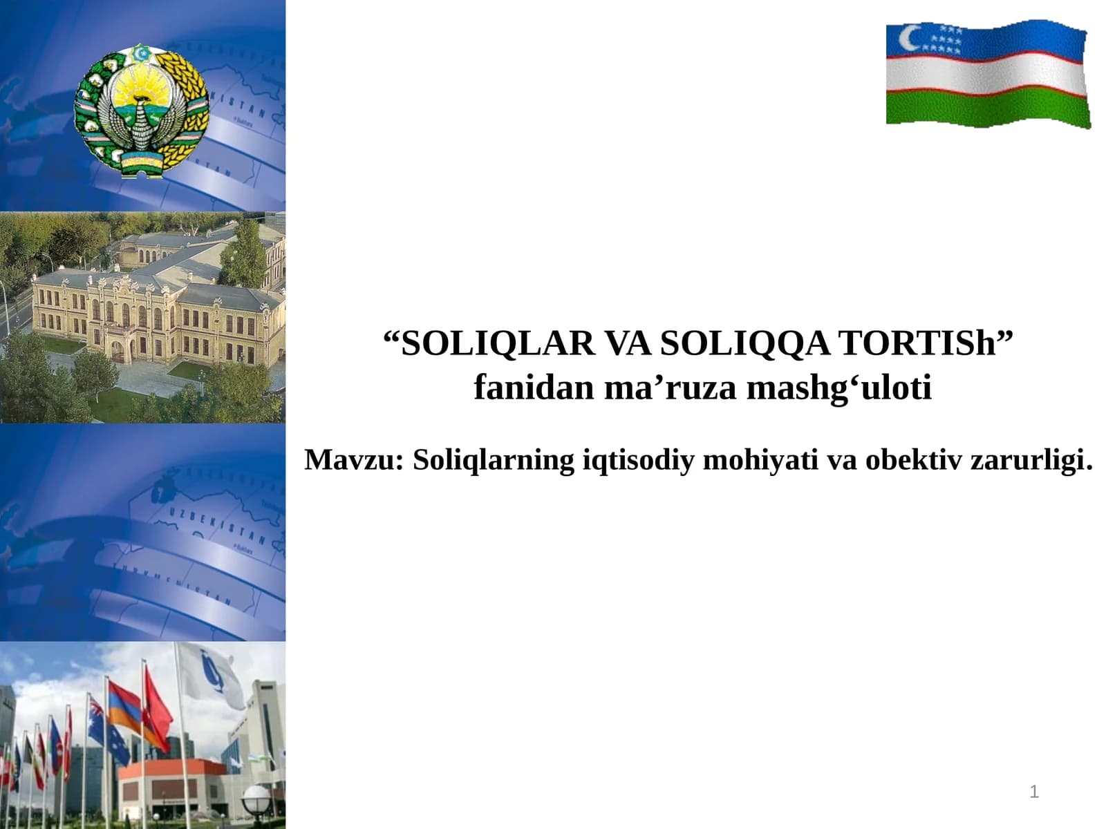 Soliq va soliqqatortish fanidan ma’ruzamashg‘uloti