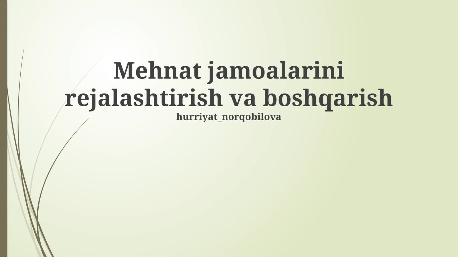 Mehnat jamoalarini rejalashtirish va boshqarish