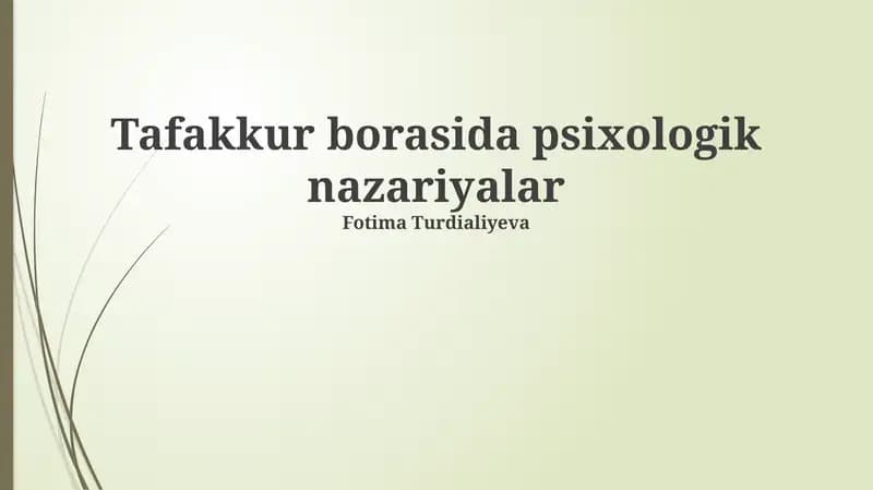 Tafakkur borasida psixologik nazariyalar