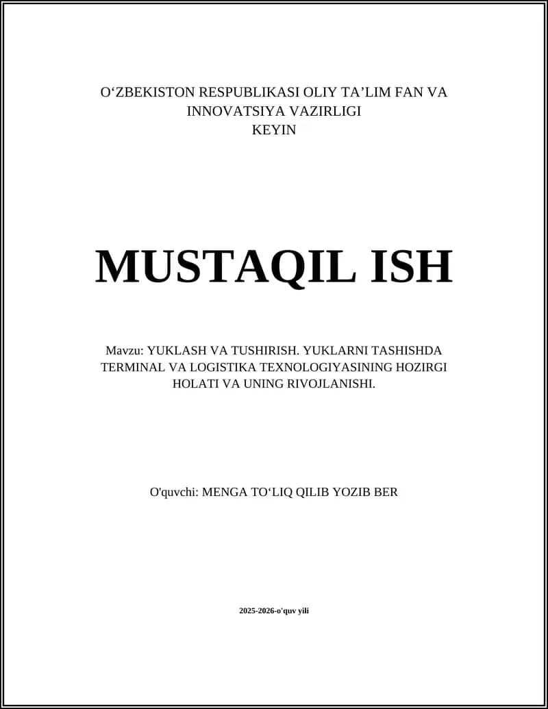 Yuklash va Tushirish
