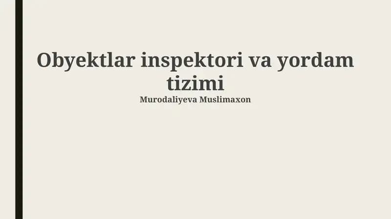 Obyektlar inspektori va yordam tizimi