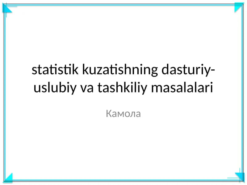 statistik kuzatishning dasturiy-uslubiy va tashkiliy masalalari