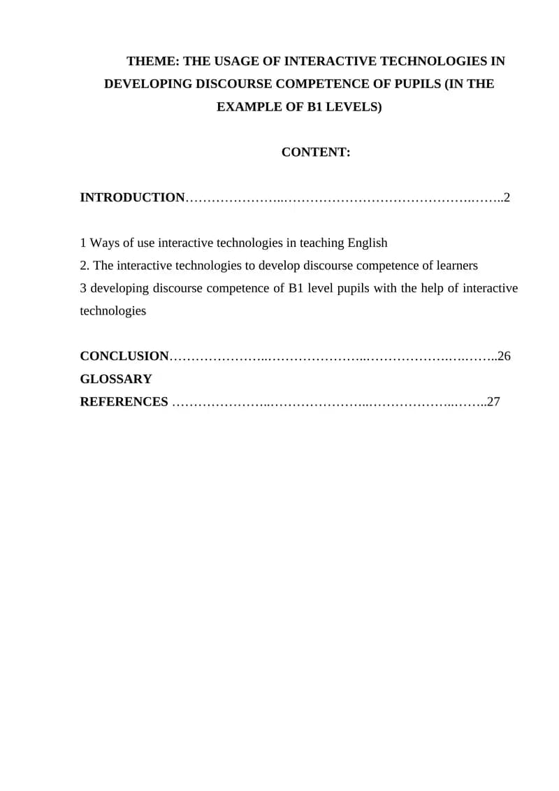 Usage of Interactive Technologies in Developing Discourse Competence