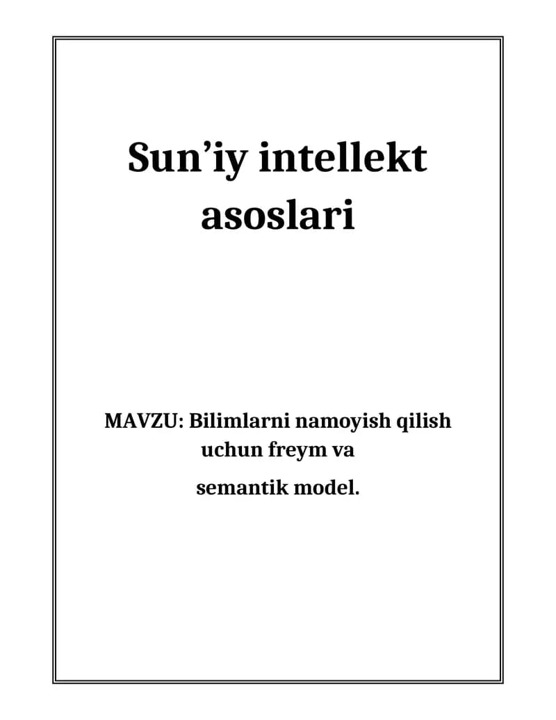 Sun’iy intellekt asoslari