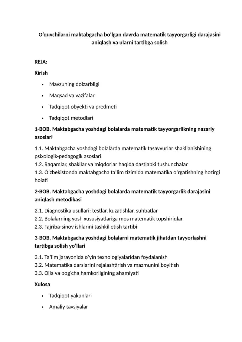 Matematik Tayyorgarlik