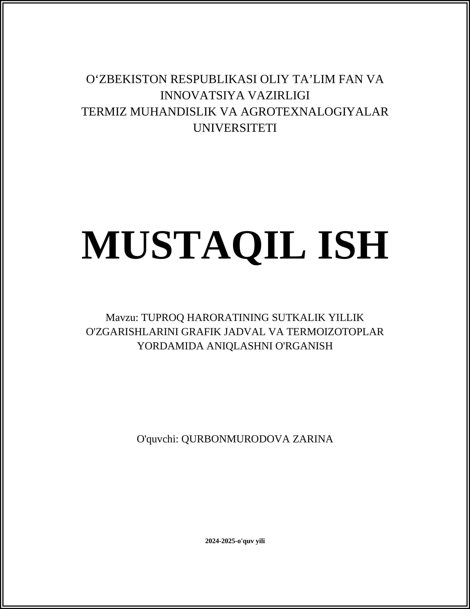 Tuproq haroratining sutkalik yillik o'zgarishlari