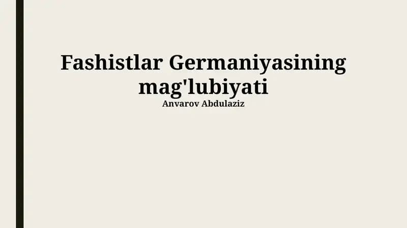 Fashistlar Germaniyasining mag'lubiyati