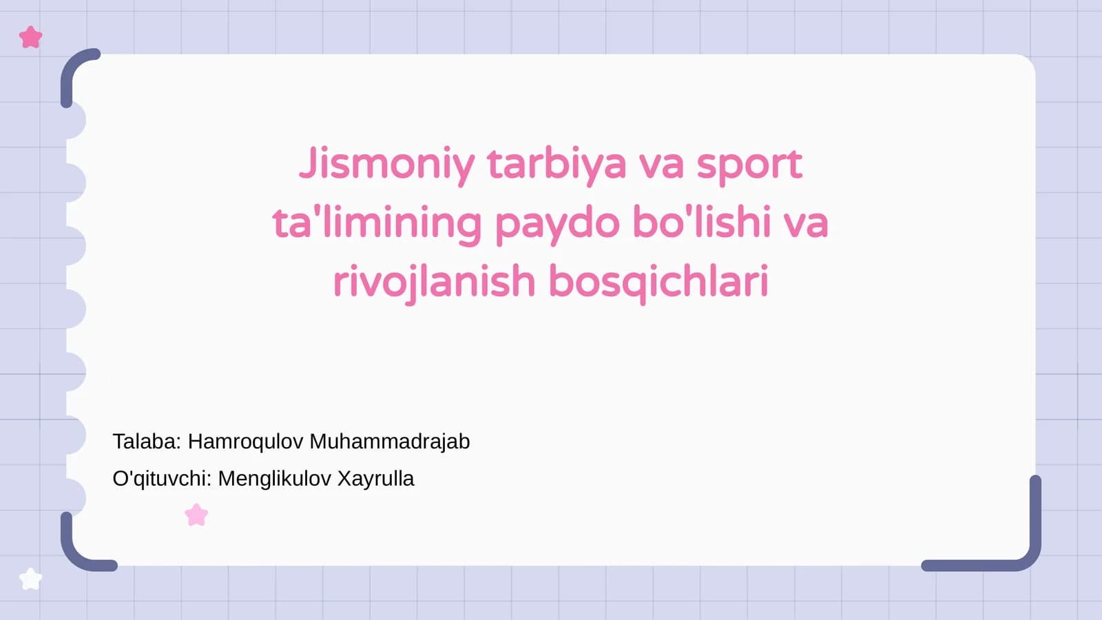 Jismoniy tarbiya va sport ta'limining paydo bo'lishi va rivojlanish bosqichlari