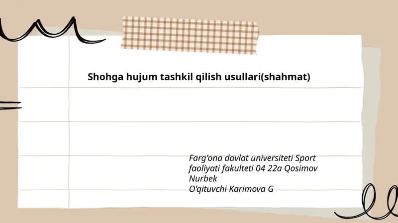 Shohga hujum tashkil qilish usullari(shahmat)
