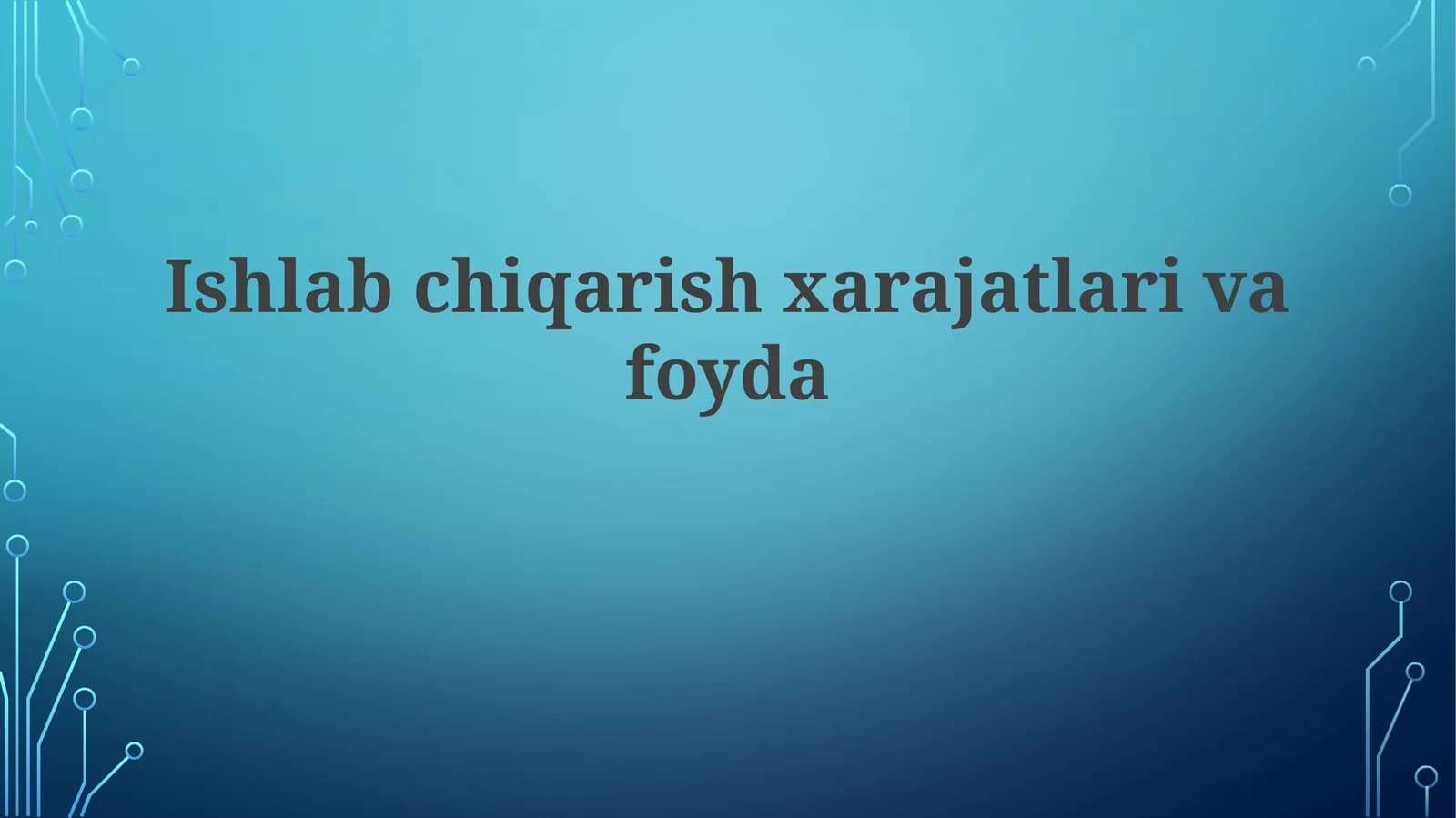Ishlab Chiqarish Xarajatlari va Tannarxni Hisoblash