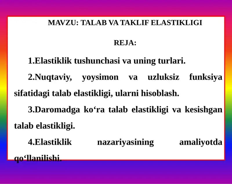 Talab va Taklif Elastikligi
