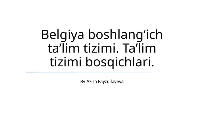Belgiya boshlangʻich taʼlim tizimi