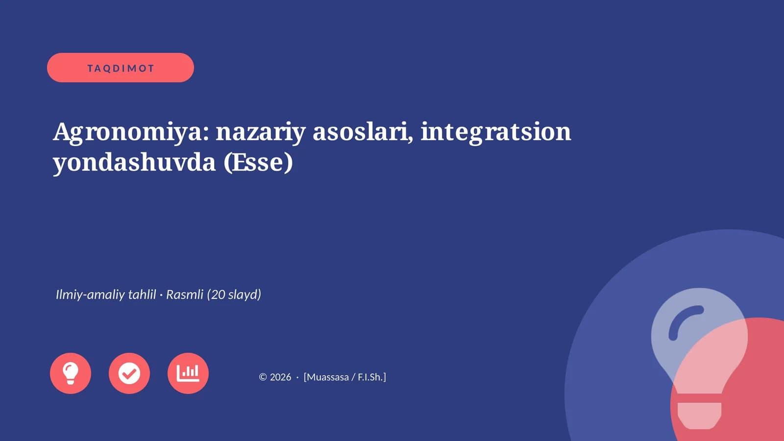Agronomiya: nazariy asoslari, integratsion yondashuvda (Esse)