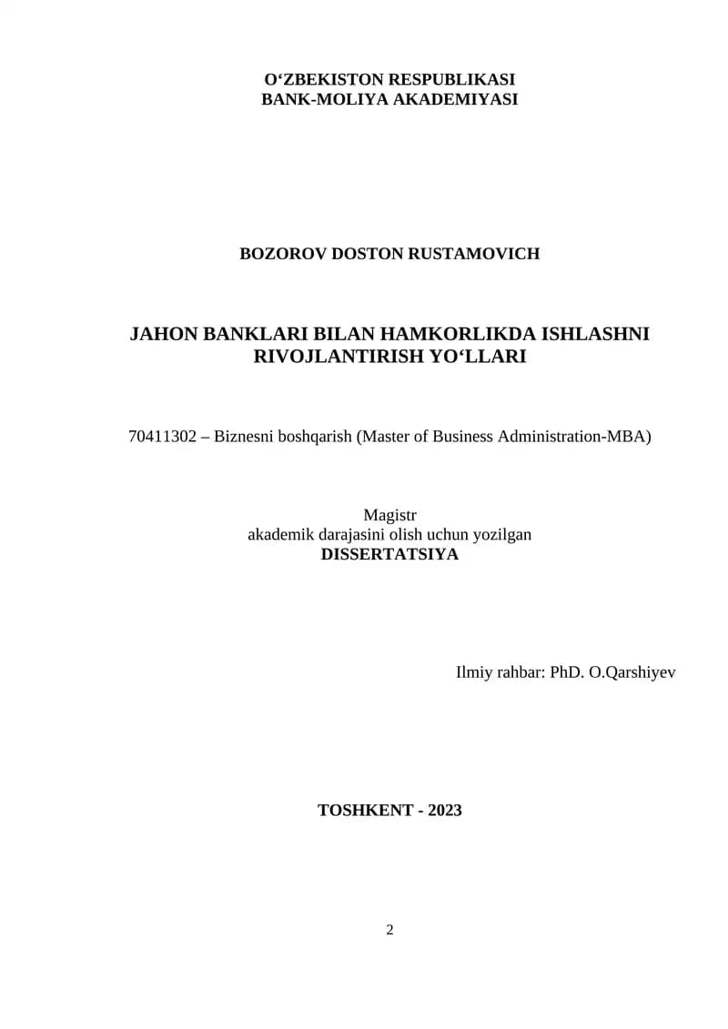 Biznesni boshqarish (Master of Business Administration-MBA)
