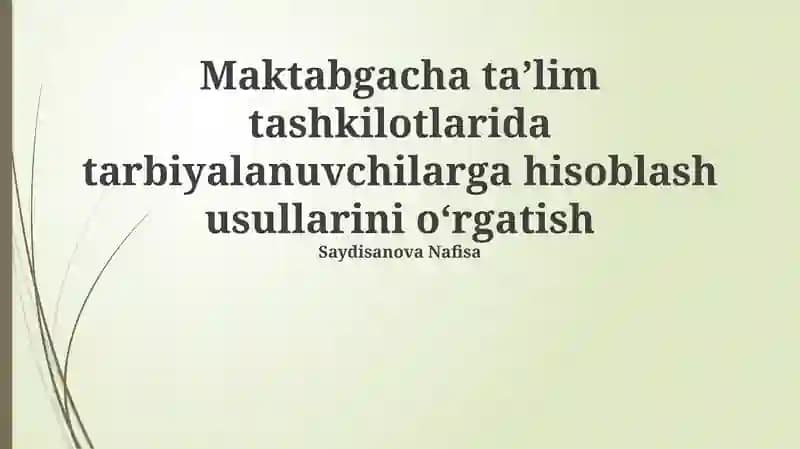 Hisob usullarini o'rgatish
